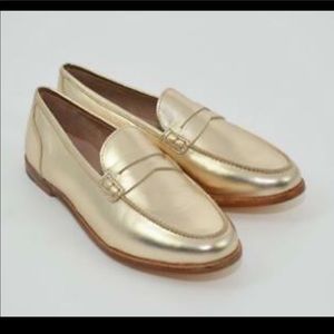 J.Crew Ryan Penny Loafers / Metallic Gold Leather